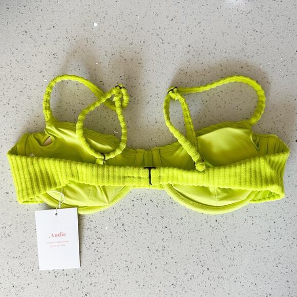 Andie The Bermuda Top Ribbed Terry Neon Lemon Size Small - Picture 4 of 5